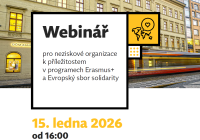 Webinář pro neziskovky k příležitostem v programech Erasmus+ a Evropský sbor solidarity